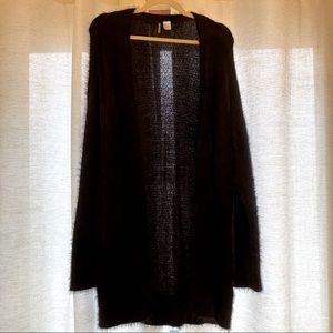 Fuzzy black cardigan. Size L to wear oversized!